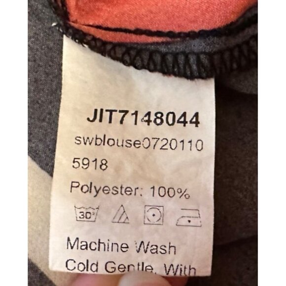 SHEIN Brand Red White Black Blouse Stripes Polyester Women's Size L (8/10)-READ - Picture 14 of 16